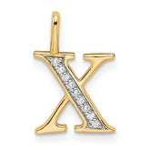 10K Diamond Letter X Initial Pendant