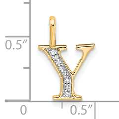 10K Diamond Letter Y Initial Pendant