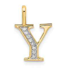 10K Diamond Letter Y Initial Pendant
