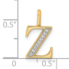 10K Diamond Letter Z Initial Pendant