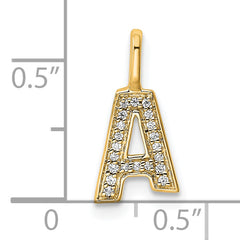 14K Gold Diamond Letter A Initial Pendant
