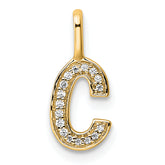 14K Yellow Gold Diamond Letter C Initial Pendant