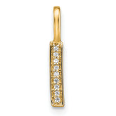 14K Yellow Gold Diamond Letter I Initial Pendant