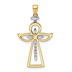 14k Two-tone Polished Diamond Cross