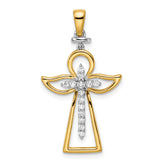 14k Two-tone Polished Diamond Cross
