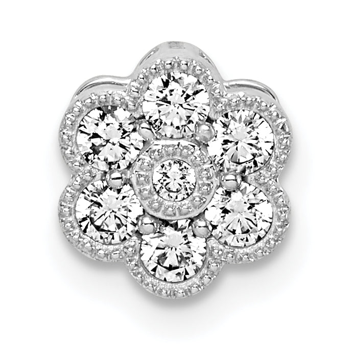 14k White Gold 1/4 carat Lab Grown Diamond VS/SI+ G+ Complete Floral Chain Slide Pendant