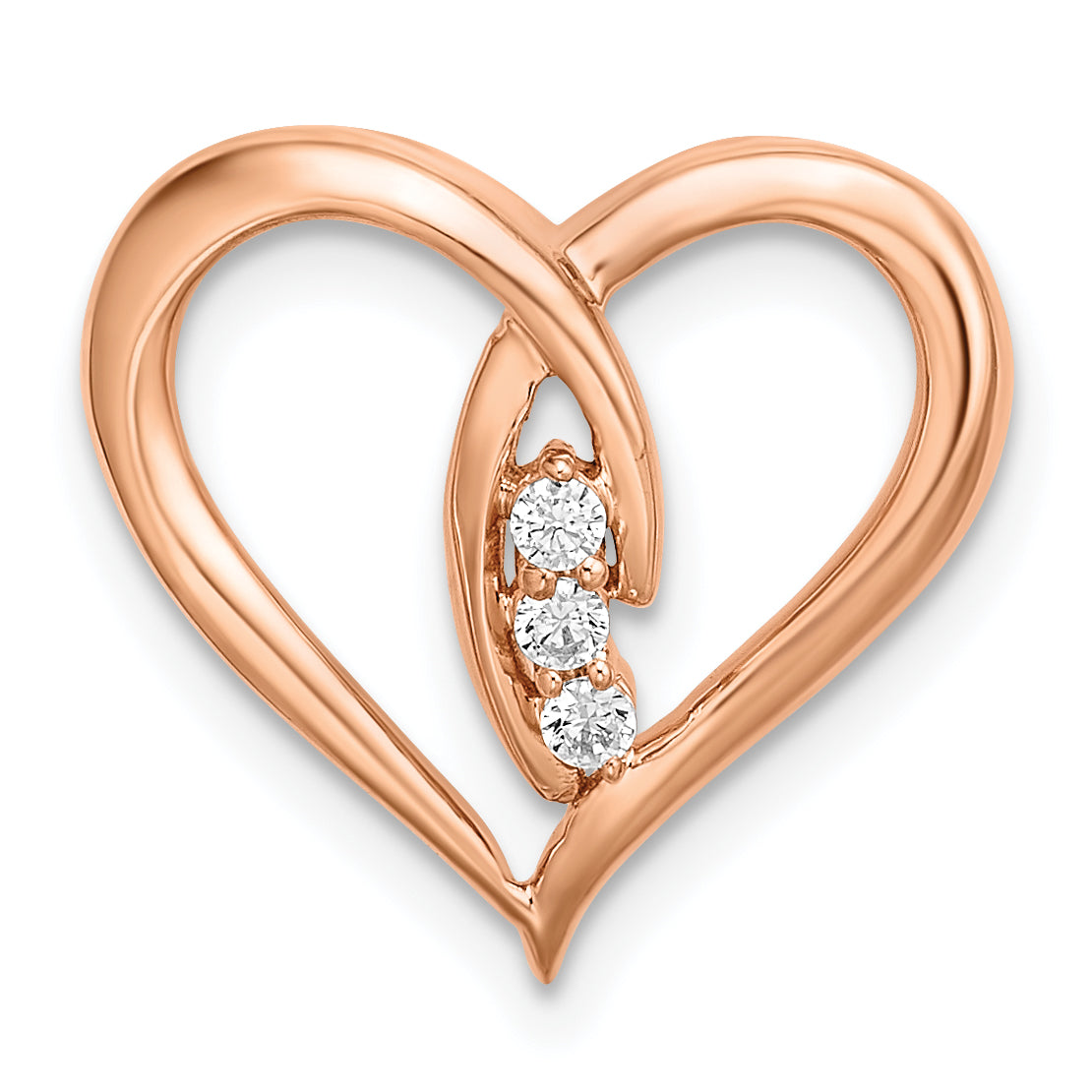 14k Rose Gold Diamond Polished Heart Chain Slide