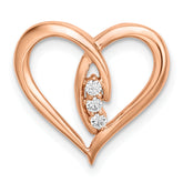 14k Rose Gold Diamond Polished Heart Chain Slide