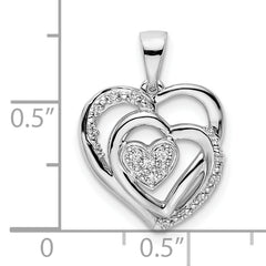 14k White Gold Polished Heart Diamond Pendant