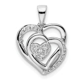 14k White Gold Polished Heart Diamond Pendant
