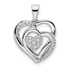 14k White Gold Polished Heart Diamond Pendant