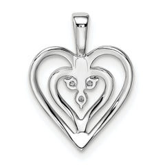 14k White Gold Polished Heart Diamond Pendant