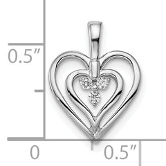 14k White Gold Polished Heart Diamond Pendant