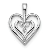 14k White Gold Polished Heart Diamond Pendant