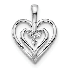 14k White Gold Polished Heart Diamond Pendant