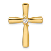 14k Polished Diamond Cross Chain Slide
