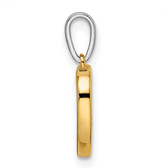 14k Two-tone Heart Dangle Diamond Pendant