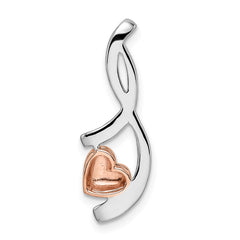 14k Two-tone White and Rose Heart Diamond Chain Slide