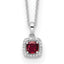 14k White Gold 1/10 carat Lab Grown Diamond VS/SI+ G+ and Created Ruby Complete Pendant Necklace