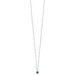 10k White Gold 1/10 carat Lab Grown Diamond VS/SI+ G+ and Created Sapphire Complete 18 inch Pendant Necklace