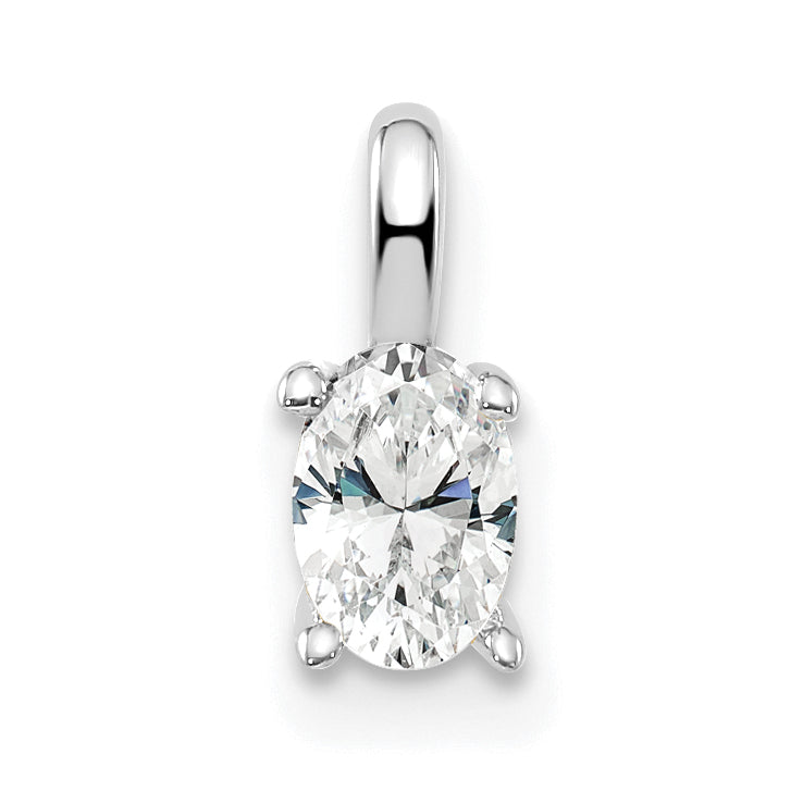 14k White Gold 1/3 carat Lab Grown Diamond VS/SI+ G+ Complete Oval Solitaire Pendant