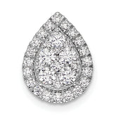 14k White Gold 5/8 carat Lab Grown Diamond VS/SI+ G+ Complete Teardrop Halo Chain Slide Pendant