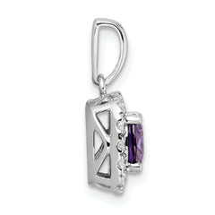 14k White Gold 1/4 carat Lab Grown Diamond VS/SI+ G+ February Birthstone Amethyst Halo Pendant