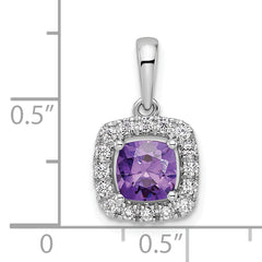 14k White Gold 1/4 carat Lab Grown Diamond VS/SI+ G+ February Birthstone Amethyst Halo Pendant