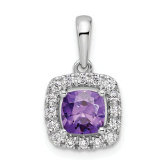 14k White Gold 1/4 carat Lab Grown Diamond VS/SI+ G+ February Birthstone Amethyst Halo Pendant