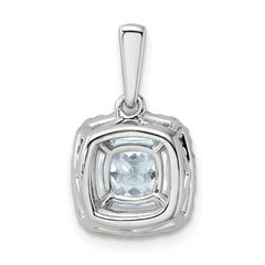 14k White Gold 1/4 carat Lab Grown Diamond VS/SI+ G+ March Birthstone Aquamarine Halo Pendant