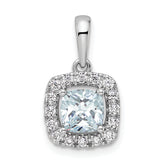 14k White Gold 1/4 carat Lab Grown Diamond VS/SI+ G+ March Birthstone Aquamarine Halo Pendant