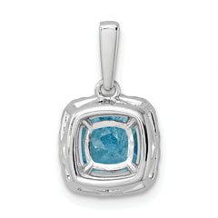 14k White Gold 1/4 carat Lab Grown Diamond VS/SI+ G+ December Birthstone Blue Topaz Halo Pendant