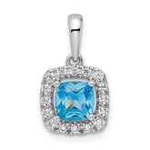 14k White Gold 1/4 carat Lab Grown Diamond VS/SI+ G+ December Birthstone Blue Topaz Halo Pendant