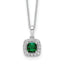 Lab-Grown Diamond & Created Emerald Necklace in 10K White Gold (1/4 ct. tw.), 18 Inch - Sophia Jewelers