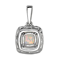 14k White Gold 1/4 carat Lab Grown Diamond VS/SI+ G+ October Birthstone Lab Created Opal Halo Pendant