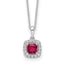 Lab-Grown Diamond & Created Ruby Necklace in 10K White Gold (1/4 ct. tw.), 18 Inch - Sophia Jewelers