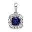 14k White Gold 1/4 carat Lab Grown Diamond VS/SI+ G+ September Birthstone Lab Created Blue Sapphire Halo Pendant