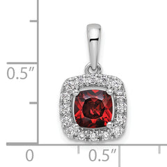 14k White Gold 1/4 carat Lab Grown Diamond VS/SI+ G+ January Birthstone Garnet Halo Pendant