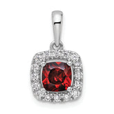 14k White Gold 1/4 carat Lab Grown Diamond VS/SI+ G+ January Birthstone Garnet Halo Pendant