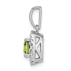 14k White Gold 1/4 carat Lab Grown Diamond VS/SI+ G+ August Birthstone Peridot Halo Pendant