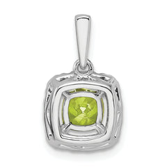 14k White Gold 1/4 carat Lab Grown Diamond VS/SI+ G+ August Birthstone Peridot Halo Pendant