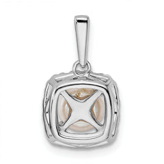 14k White Gold 1/4 carat Lab Grown Diamond VS/SI+ G+ June Birthstone Freshwater Cultered Pearl Halo Pendant