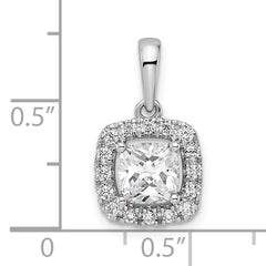 14k White Gold 1/4 carat Lab Grown Diamond VS/SI+ G+ April Birthstone White Sapphire Halo Pendant