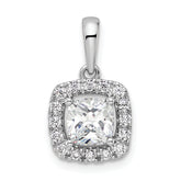 14k White Gold 1/4 carat Lab Grown Diamond VS/SI+ G+ April Birthstone White Sapphire Halo Pendant