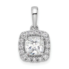14k White Gold 1/4 carat Lab Grown Diamond VS/SI+ G+ April Birthstone White Sapphire Halo Pendant