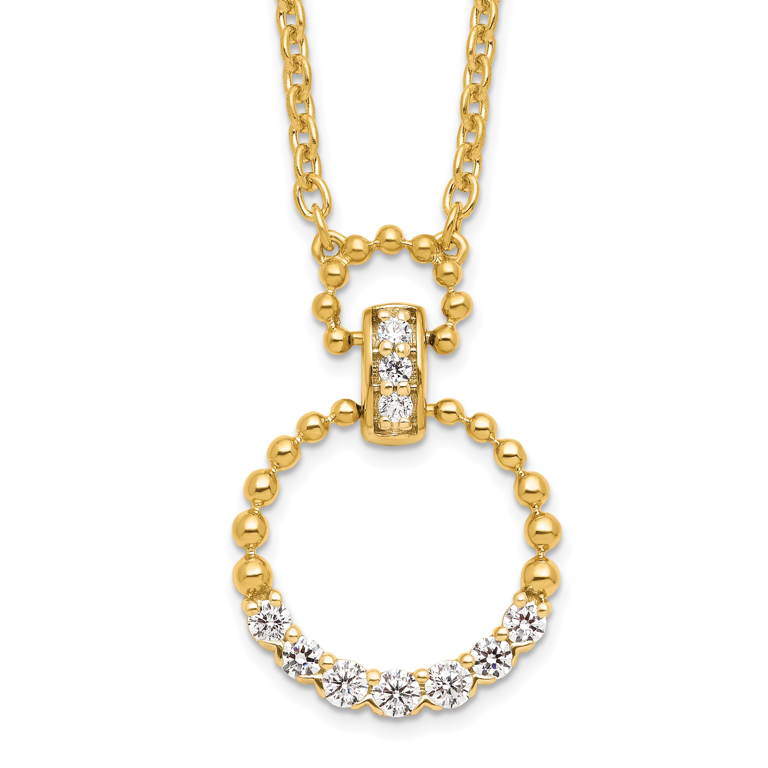 14k 1/4 carat Lab Grown Diamond VS/SI+ G+ Circle 18 inch Necklace