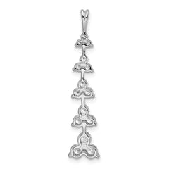 14k White Gold 1 carat Lab Grown Diamond VS/SI+ G+ Five Three Stone Cluster Bar Chain Slide Pendant