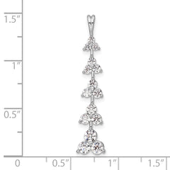 14k White Gold 1 carat Lab Grown Diamond VS/SI+ G+ Five Three Stone Cluster Bar Chain Slide Pendant