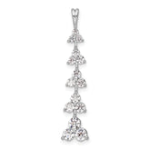 14k White Gold 1 carat Lab Grown Diamond VS/SI+ G+ Five Three Stone Cluster Bar Chain Slide Pendant