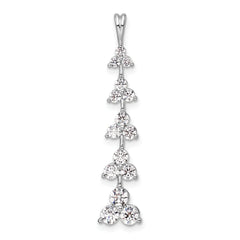 14k White Gold 1 carat Lab Grown Diamond VS/SI+ G+ Five Three Stone Cluster Bar Chain Slide Pendant